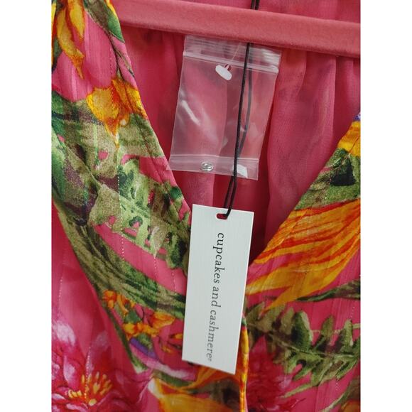 Cupcakes & Cashmere Womens Top Blouse Wrap Tropical Floral XS Pink - Picture 6 of 8
